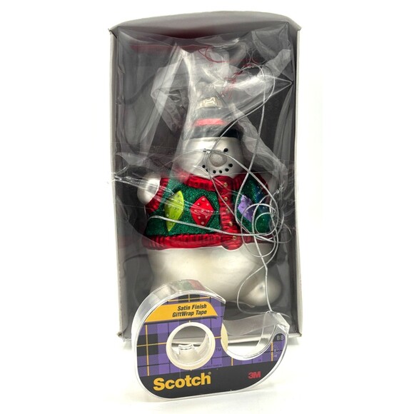 NWT Department 56‎ Mercury Glass Snowman Stocking 8" Ornament Hand Painted Large - Picture 11 of 11